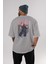 Yuuji Itadori Anime Arka Baskılı Gri Oversize T-Shirt %100 Pamuk Erkek Kadın 4
