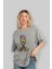 Zombie Punk Skater Ön Baskılı Gri Oversize T-Shirt Unisex Erkek Kadın Bisiklet Yaka 4