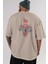 Spiderman (9) Arka Baskılı Bej Oversize T-Shirt Bisiklet Yaka Pamuk Erkek Kadın 5