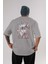 Narutomod Anime Arka Baskılı Gri Oversize T-Shirt %100 Pamuk Erkek Kadın 1