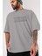 Brooklyn Ön Baskılı Gri Oversize T-Shirt Unisex Erkek Kadın Bisiklet Yaka 3