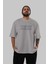 Brooklyn Ön Baskılı Gri Oversize T-Shirt Unisex Erkek Kadın Bisiklet Yaka 5