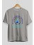 Positive Energy Ön Baskılı Gri Oversize T-Shirt Unisex Erkek Kadın Bisiklet Yaka 2