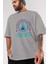 Positive Energy Ön Baskılı Gri Oversize T-Shirt Unisex Erkek Kadın Bisiklet Yaka 3