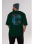 Trust The Bear Arka Baskılı Zümrüt Yeşili Oversize T-Shirt Erkek Kadın Bisiklet Yaka 5