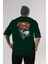 Superman Arka Baskılı Zümrüt Yeşili Oversize T-Shirt Bisiklet Yaka Erkek Kadın 1