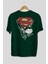 Superman Arka Baskılı Zümrüt Yeşili Oversize T-Shirt Bisiklet Yaka Erkek Kadın 2