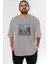 New York 2 Ön Baskılı Gri Oversize T-Shirt Unisex Erkek Kadın Bisiklet Yaka 1