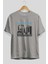 New York 2 Ön Baskılı Gri Oversize T-Shirt Unisex Erkek Kadın Bisiklet Yaka 2