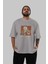 Kurt Einstein Ön Baskılı Gri Oversize T-Shirt Unisex Erkek Kadın Bisiklet Yaka 5