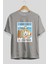 Al Capone Holiday Ön Baskılı Gri Oversize T-Shirt Unisex Erkek Kadın Bisiklet Yaka 2