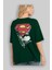 Superman Arka Baskılı Zümrüt Yeşili Oversize T-Shirt Bisiklet Yaka Erkek Kadın 4