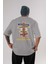 Destination Yazılı Arka Baskılı Gri Oversize T-Shirt Unisex Erkek Kadın Bisiklet Yaka 1