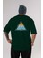 Summer Sunset Paradise Arka Baskılı Zümrüt Yeşili Oversize T-Shirt Erkek Kadın Bisiklet Yaka 1