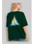 Summer Sunset Paradise Arka Baskılı Zümrüt Yeşili Oversize T-Shirt Erkek Kadın Bisiklet Yaka 4