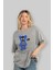 Be Happy Bear Ön Baskılı Gri Oversize T-Shirt Unisex Erkek Kadın Bisiklet Yaka 4