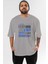 Hong Kong Ön Baskılı Gri Oversize T-Shirt Unisex Erkek Kadın Bisiklet Yaka 1