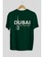 Dubai Arka Baskılı Zümrüt Yeşili Oversize T-Shirt Unisex Erkek Kadın Bisiklet Yaka 2