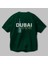 Dubai Arka Baskılı Zümrüt Yeşili Oversize T-Shirt Unisex Erkek Kadın Bisiklet Yaka 3
