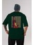 The World Around You Arka Baskılı Zümrüt Yeşili Oversize T-Shirt Erkek Kadın Bisiklet Yaka 1