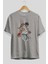 Hadouken Ön Baskılı Gri Oversize T-Shirt Unisex Erkek Kadın Bisiklet Yaka 2