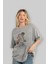Hadouken Ön Baskılı Gri Oversize T-Shirt Unisex Erkek Kadın Bisiklet Yaka 4