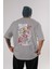 Luffy Gear Fourth Anime Arka Baskılı Gri Oversize T-Shirt %100 Pamuk Erkek Kadın 1