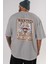 Cartel Luffy Gear 5 Anime Arka Baskılı Gri Oversize T-Shirt %100 Pamuk Erkek Kadın 5