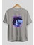 Metaverse Ön Baskılı Gri Oversize T-Shirt Unisex Erkek Kadın Bisiklet Yaka 2