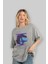 Metaverse Ön Baskılı Gri Oversize T-Shirt Unisex Erkek Kadın Bisiklet Yaka 4