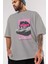 Just One Left Ön Baskılı Gri Oversize T-Shirt Unisex Erkek Kadın Bisiklet Yaka 3