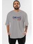 Chicago 97 Ön Baskılı Gri Oversize T-Shirt Unisex Erkek Kadın Bisiklet Yaka 1