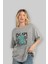 Bear Sadness Ön Baskılı Gri Oversize T-Shirt Unisex Erkek Kadın Bisiklet Yaka 4