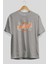 Prague Ön Baskılı Gri Oversize T-Shirt Unisex Erkek Kadın Bisiklet Yaka 2