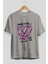 Make Love Bear Ön Baskılı Gri Oversize T-Shirt Unisex Erkek Kadın Bisiklet Yaka 2