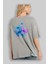 Kelebek Arka Baskılı Gri Oversize T-Shirt Unisex Erkek Kadın Bisiklet Yaka 3