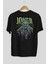 Joker (9) Arka Baskılı Siyah Oversize T-Shirt Bisiklet Yaka Pamuk Erkek Kadın 2