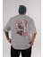 Demon Slayer Slayers Anime Arka Baskılı Gri Oversize T-Shirt %100 Pamuk Erkek Kadın 1