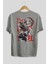 Demon Slayer Slayers Anime Arka Baskılı Gri Oversize T-Shirt %100 Pamuk Erkek Kadın 2