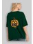 Halloween Arka Baskılı Zümrüt Yeşili Oversize T-Shirt Unisex Erkek Kadın Bisiklet Yaka 4