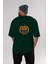 Halloween Arka Baskılı Zümrüt Yeşili Oversize T-Shirt Unisex Erkek Kadın Bisiklet Yaka 5