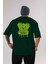 Boo Bear Arka Baskılı Zümrüt Yeşili Oversize T-Shirt Unisex Erkek Kadın Bisiklet Yaka 1