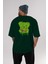 Boo Bear Arka Baskılı Zümrüt Yeşili Oversize T-Shirt Unisex Erkek Kadın Bisiklet Yaka 5