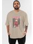 Kagura Gıntama Anime Ön Baskılı Bej Oversize T-Shirt Erkek Kadın 1
