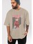 Kagura Gıntama Anime Ön Baskılı Bej Oversize T-Shirt Erkek Kadın 5
