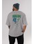 Solage Bear Arka Baskılı Gri Oversize T-Shirt Unisex Erkek Kadın Bisiklet Yaka 4