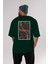 King Of The Darkside Arka Baskılı Zümrüt Yeşili Oversize T-Shirt Unisex Erkek Kadın Bisiklet Yaka 5