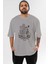 Dallas Ön Baskılı Gri Oversize T-Shirt Unisex Erkek Kadın Bisiklet Yaka 1