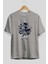 Captaın Amerıca Ön Baskılı Gri Oversize T-Shirt Unisex Erkek Kadın Bisiklet Yaka 2