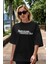Namusuma Tabanca Ha Ön Baskılı Siyah Oversize T-Shirt Erkek Kadın Bisiklet Yaka 5